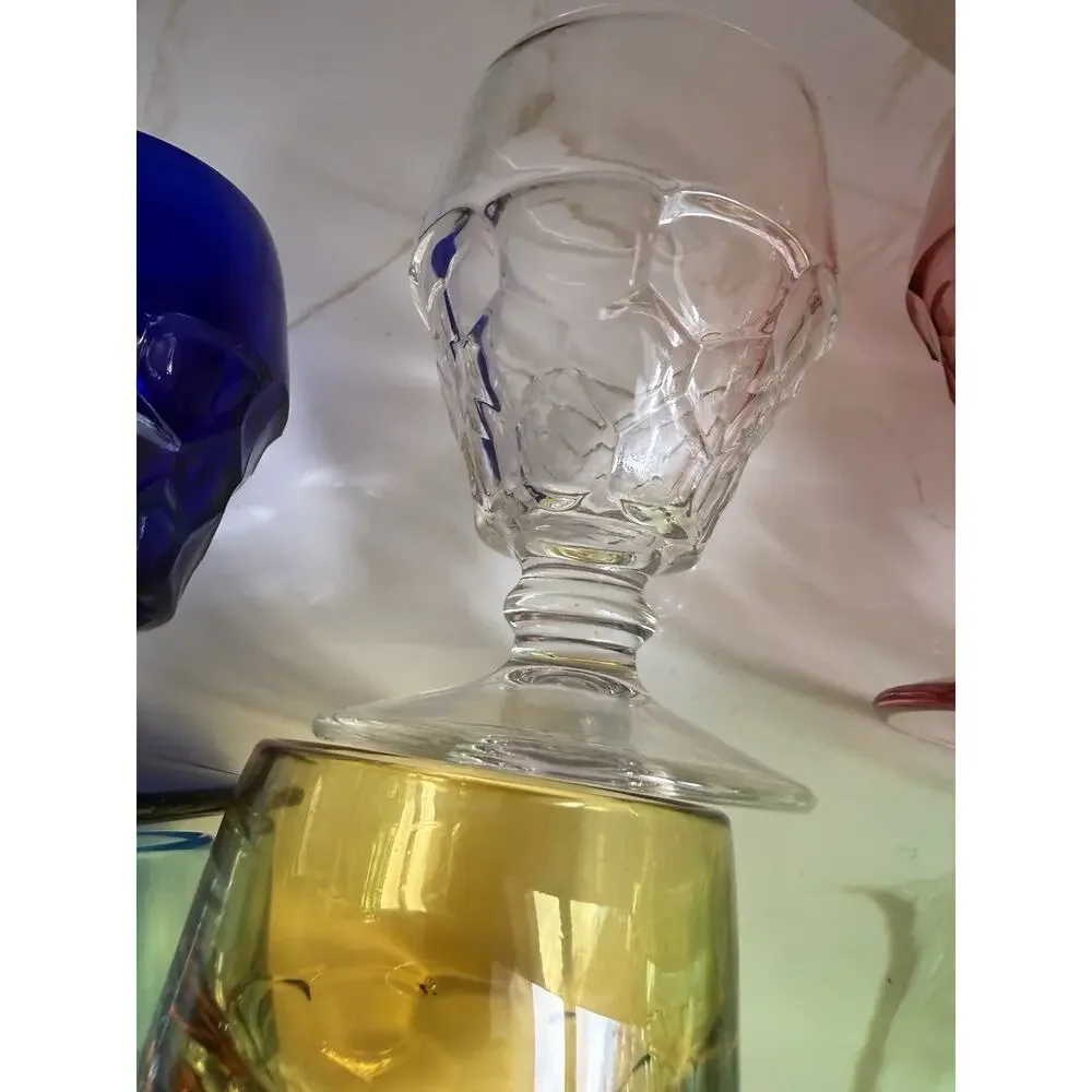 Vintage Viking Glass Georgian Thumbprint Honeycomb Water Goblet 5.5x4” Set Of 6